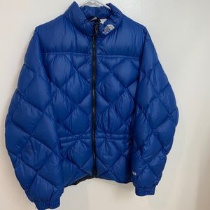 Blue, The North Face puffer jacket quilted pattern